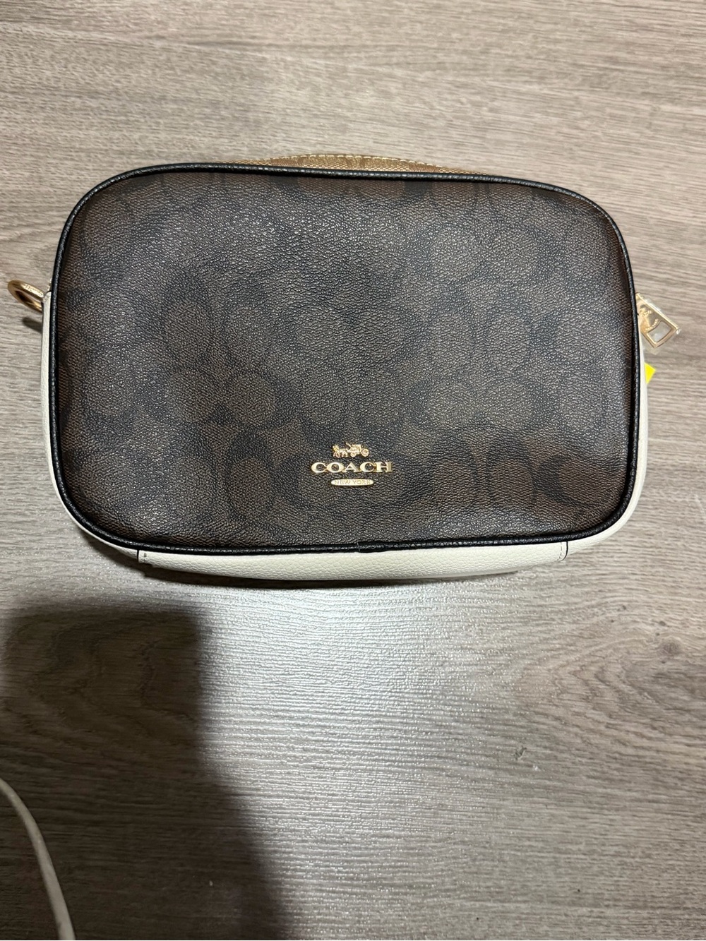 Coach Brown Signature Canvas Crossbody with Cream Trim